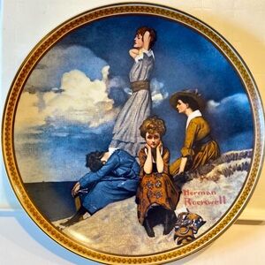 Vintage Norman Rockwell Plate #15067 “Waiting by the Shore”